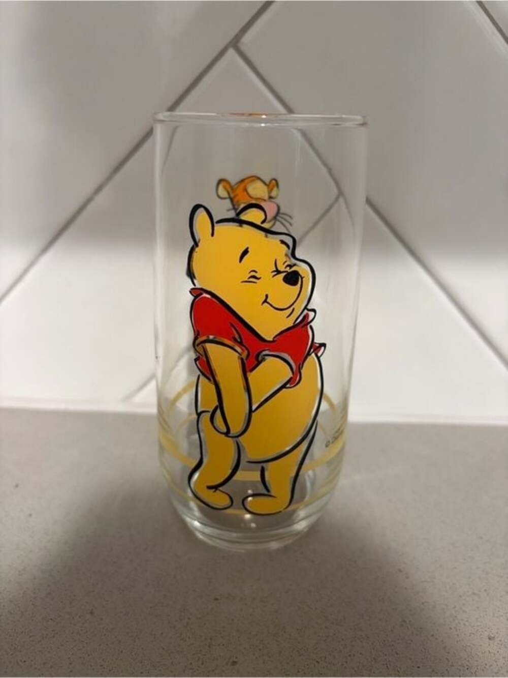 Disney Winnie the Pooh Glass Tumbler - Yellow, Red